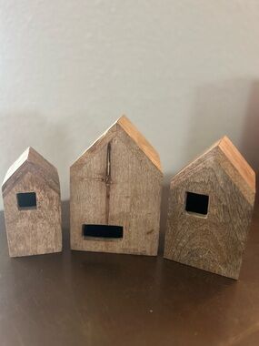 Hearth & Hand Set of 3 Wooden Nesting Houses - Natural Wood